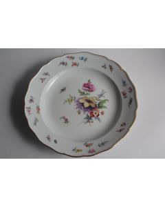 MEISSEN Assiette porcelaine Fleurs Papillons XIXe siècle