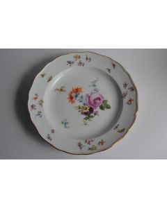 MEISSEN Assiette porcelaine Fleurs Papillons XIXe siècle