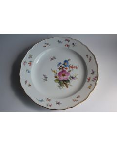 MEISSEN Assiette porcelaine Fleurs Papillons XIXe siècle