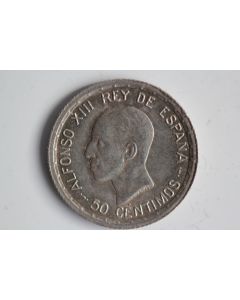 Monnaie argent 50 Centimos Alphonse XIII 1926 Madrid Espagne