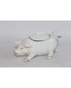  Moutardier figuratif Cochon porcelaine