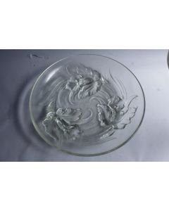 Verlys France grande coupe aux Iris Art nouveau
