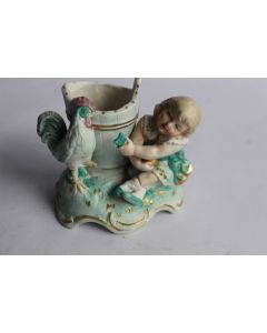 Pyrogène porcelaine ancien L'enfant et le coq