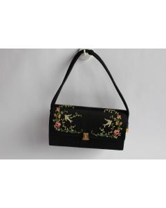 Sac soie noir brodé BOREL Paris 1920/30