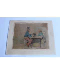 Dessin original Aquarelle Une conquête XIXe siècle 