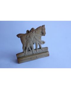 Sculpture cavalier grès