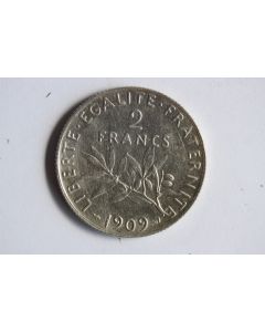Monnaie argent 2 Francs 1909 semeuse TTB+ France