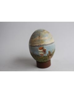 Œuf peint peinture à l'huile Bateaux RAPP 1987