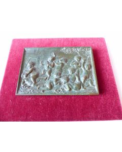 Bas relief bronze  bacchanale d'enfants 