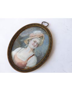 Peinture miniature portrait sur ivoire 