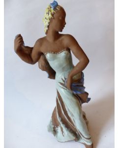 Statuette femme terre vernissée KARLSRUHE 6131