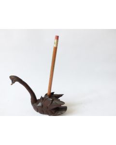 Cygne porte crayon articulé en bois sculpté Art populaire Suisse Brienz