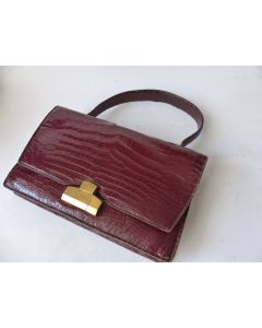 HERMES Sac à main vintage croco brun