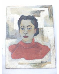 Tableau peinture a l'huile portrait par CRUSAT 1957