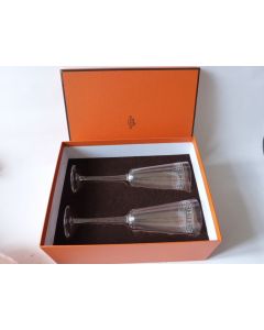 Paire de flûtes a champagne cristal HERMES Egee