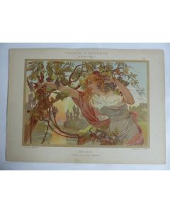 Estampe Raisins Panneau Gaston GERARD Art nouveau