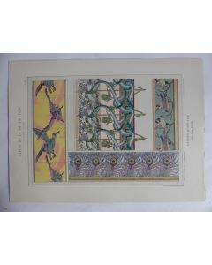 Estampe Décors d'oiseaux Rose FUCHS Art nouveau