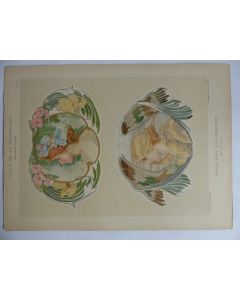 Estampe Têtes avec encadrement CARNIEL Art nouveau
