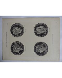 Estampe Médaillons FOURNIER Art nouveau