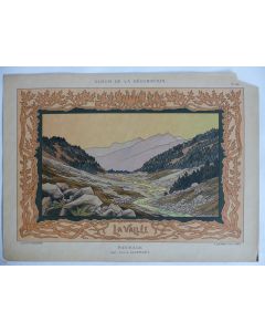 Estampe La vallée Paysage Louis CLERMONT Art nouveau