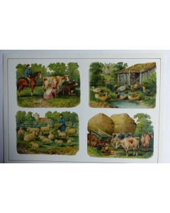 Images chromos gaufrés découpés animaux de ferme 1890