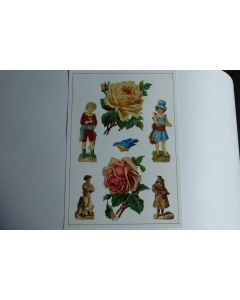 Images chromos gaufrés découpés enfants roses 1890