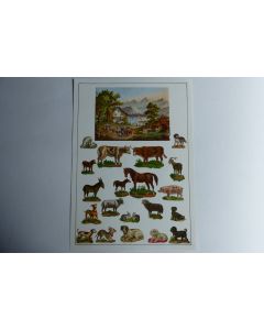 Images chromos gaufrés découpés animaux ferme cheval 1890