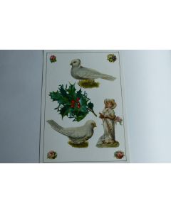 Images chromos gaufrés découpés mariage colombes enfant houx 1890