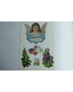 Images chromos gaufrés découpés ange brin de muguet 1890