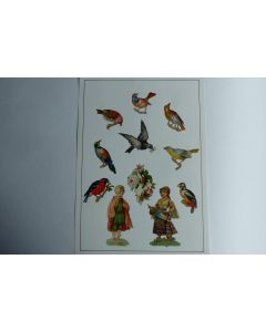 Images chromos gaufrés découpés oiseaux pigeon voyageur 1890