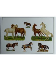 Images chromos gaufrés découpés chevaux équitation 1890
