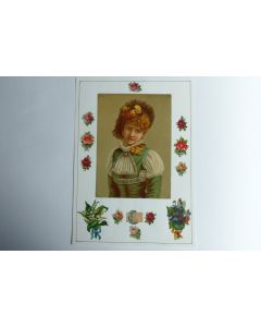Images chromos gaufrés découpés portrait de femme muguet 1890