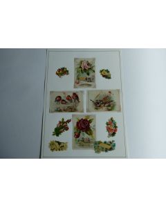 Images chromos gaufrés découpés cartes de vœux oiseaux 1890
