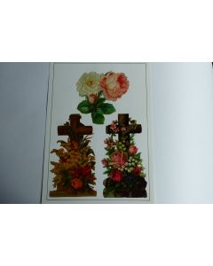 Images chromos gaufrés découpés croix ornées fleurs muguet 1890