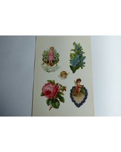 Images chromos gaufrés découpés angelots colombes muguet 1890