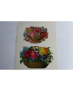 Images chromos gaufrés découpés panier de fleurs 1890