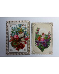 Deux chromos gaufrés fleurs 1890