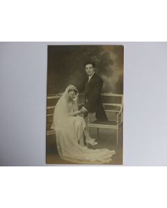 Carte photo Couple mariés Photographe Berthomier BONE Algérie