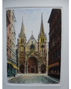 Ancienne Gravure Eau Forte Robin Lyon Église