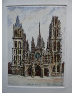 Ancienne Gravure Eau Forte Robin Rouen Cathédrale
