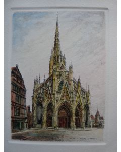 Ancienne Gravure Eau Forte Robin Rouen Église