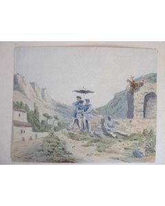 Peinture Aquarelle Ancienne Sud de la France