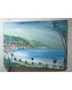 Tableau Peinture signé SANVITALE Bord de mer