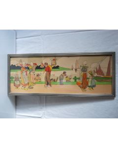 Estampe Gravure Hollande Moulin Bord de mer