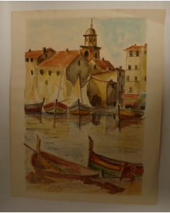 Aquarelle Patrick LE GOFF St Tropez 1977