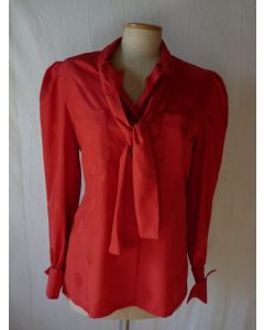 Pierre BALMAIN Blouse à lavallière rouge T 38