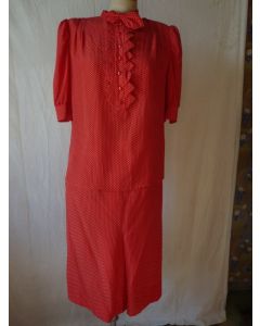 NINA RICCI Ensemble rouge jupe chemisier soie