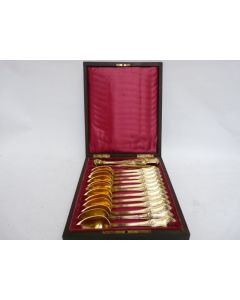 Coffret cuillères a thé + pince a sucre argent Français Napoléon III