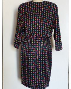 Robe HANS ERRAS noire a fleurs T 38