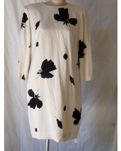 Robe AKRIS blanche à fleurs noires T 40